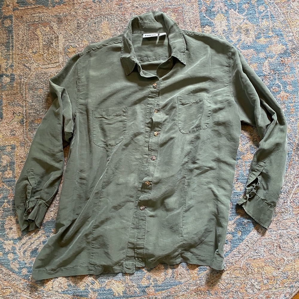 Chico’s Olive Green Silk Blouse
